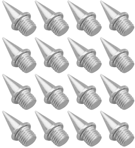 be in your mind 28pcs Pointes de Chaussures Piste de 3/8 Pouces Longueur des Ongles 9mm pour Entraînement de Compétition Course à Pied Sprint sur Asphalte Cendres Terrain de Glace, Argent