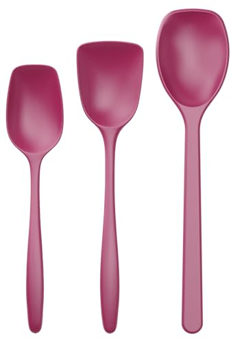 Rosti Classic Kochlöffel Set 3-Teilig, Hochwertiges Küchenhelfer Set mit 2 Kochlöffel & 1 Backlöffel, aus Kunststoff, Hitzebeständig, Bruchsicher, Spülmaschinenfest, Beetroot