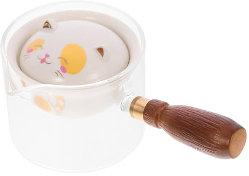 Amosfun Ceramic Rotating Teapot Rotation Side Handle Tea Kettle for Household Tea Making