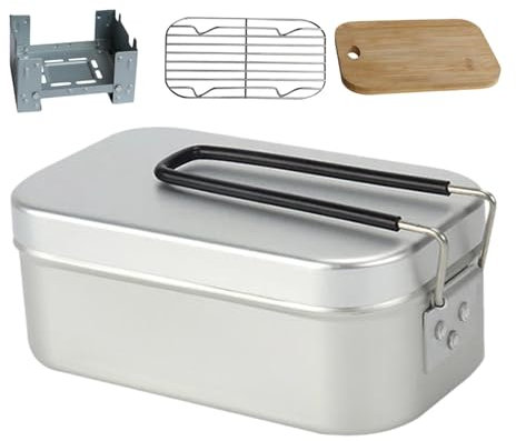 Piatti per casseruole - Gavette per posate pieghevoli, pentole da campeggio | Scatola da pranzo in alluminio, padella pieghevole 4 pezzi, utensili da cucina da campeggio, scatola per il pranzo