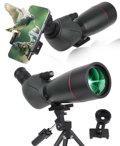 Spotting Scope,Ultra HD 25-75X70 Telescope, Dual Focusing,Waterproof Scope FMC Lens-BAK4 Prism with Carrying Case Tripod for Target Shooting Hunting Bird Watching Wildlife Scenery (green)