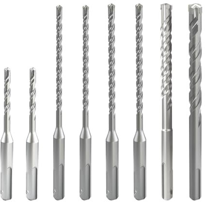 CSOOM SDS Plus Rotary Hammer Drill Bits (1/4,1/4) x4.33 and (3/16,3/16,1/4,1/4,3/8,1/2) x6.3, Professional Concrete Drill Bits for Concrete, Brick, Stone and Cemented Walls