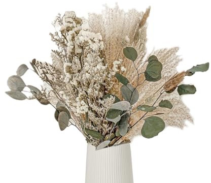 Anlising 45PCS Pampas Grass Artificial with Bunny Tail Dried Flowers, Boho Decor Bouquet with Reed Flower for Living Room, Bedroom and Garden House