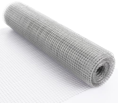 AHAQU Rodent Mesh, 40cmx6m Galvanised Wire Mesh Roll, Anti-Rust Metal Mesh Hardware Cloth Welded Roll for Stop Rodent Animals Access, Protect Your Poultry, Vegetables, Garden