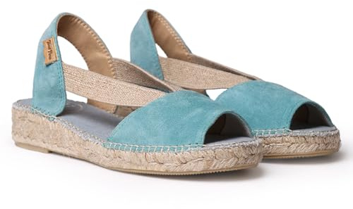 TONI PONS ELLA Espadrille för kvinnor i enfärgade färger, tillverkad i mocka., Aqua, 42 EU