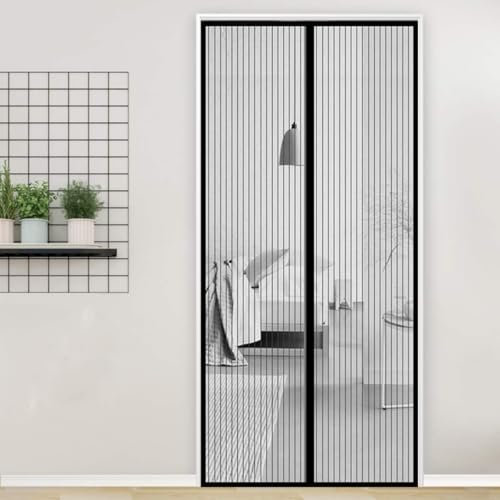 Magnet Fly Screen Door, 80x230cm (31x91inch) Fly Net Insect Screen Full Frame Velcro for Balcony Door Living Room Patio Door, Brown