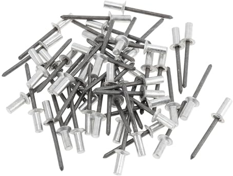 Partuto 50 Piezas Remaches de Cabeza Avellanada Cerrados de Sellado Diámetro de Agarre 4.8mm Longitud de Agarre 12mm Aleación de Aluminio Hierro Tono Plateado