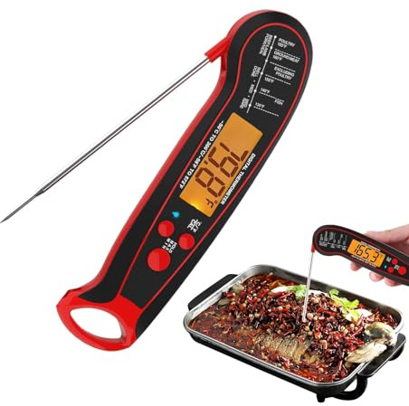 BommFu Omedelbart läsbar termometer för matlagning, digital köttermometer – vattentät livsmedelstermometer kötttermometer med omedelbar visning | kökstermometer med