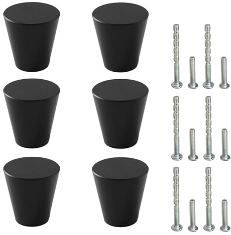 SingPai 6 Stück Metall Schrankgriffe Modern Runde Möbel Türknöpfe mit Schrauben für Kommode Schränke Küchenschränke Tür (Schwarz)