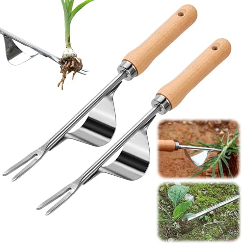 Matame Desherbeur Manuel, 2025 Arrache Mauvaise Herbe, Arrache Pissenlit Outils Jardinage, Root Slayer en Acier Inoxydable (2PCS)