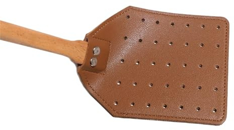 Scacciamosche Manuale Paletta Mosche In Pelle PU Con Manico In Legno Lungo Per Prevenire Mosche, Zanzare E Insetti