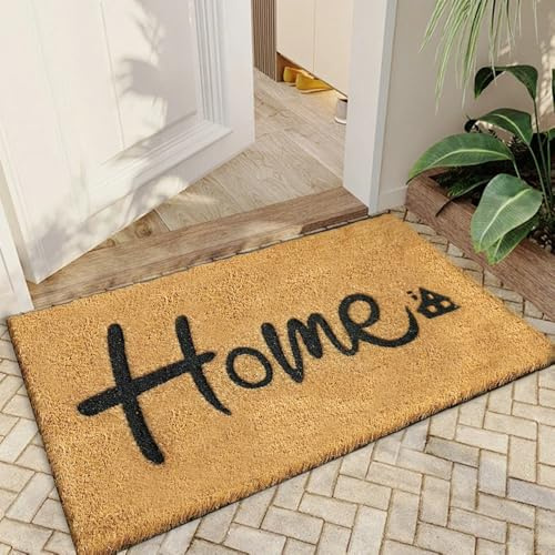 Fußmatte außen 40 x 70 cm,Kokosfaser Rutschfeste Schmutzfangmatte-Home | Langlebiger Und Robuster Teppich Für Die Haustür, Wetterfest, Flaches Profil, Willkommensmatte, Umweltfreundlich