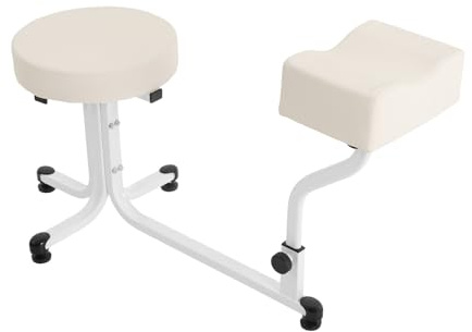 Duoruameng Pediküre Stuhl Hocker, 2 in 1 Fußpflege Stuhl mit Fußstütze, Maniküre Fußpflege Tattoo Fußhocker für Nagel Salon Massage (Weiß)