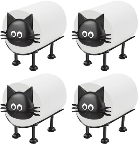 Toilettenpapierhalter Katzen - 4 Stück Katzen Aufbewahrung Toilettenpapier, Katzen Freistehend WC Papierhalter, Katzen Ersatzrollenhalter Klopapierhalter, Lustige Badezimmer Deko