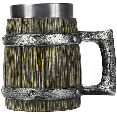 Generisch Vaso de cerveza vikingo | 600 ml vaso de cerveza de madera para hombres | bebidas | taza de café fresco | taza portátil de barril de whisky | barril de hombre antiguo para decoración de