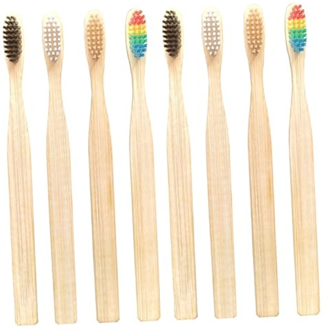 PLAFOPE Biologisch Abbaubare Zahnbürsten und Quadratischem Ende für Reisen 20 Stück aus Bambusfasern mit Weichen Borsten für Erwachsene und Outdoor Nutzung