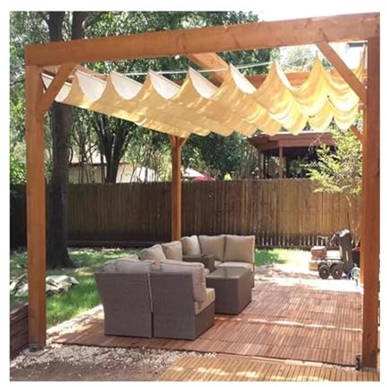 Toldo retráctil para pérgola, hecho a medida, transpirable, filtro de luz, con riel deslizante, toldo ajustable para exteriores (1,7 m x 3 m)