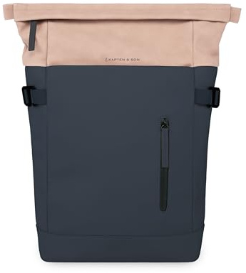 Kapten & Son Rucksack Helsinki Navy Blush 14 L | Rucksack Damen & Herren Blau-Rosa | Rolltop Rucksack mit 14 Laptopfach | Backpack ideal für Reisen, City, Uni, Arbeit | wasserabweisend