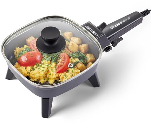 Elite Gourmet 7 Personal Electric Skillet, 600W, Nonstick, Compact Design