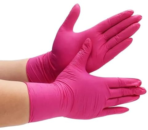 Guantes de nitrilo Desechables Color Rosa, 20/50/100 Unidades, for Cocina, hogar, Limpieza, salón Belleza, Cuidado Mascotas, Tinte for el Cabello(Rose Red 100PCS,S)