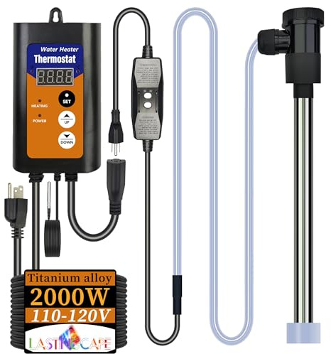 LASTINGCAPE 2000W Titanium Fully Submersible Portable Electric Inflatable Pool & Hot Tub Immersion Water Heater with GFCI, Temperature Control for Baptistry,Swimming Pool and Above Ground Pool