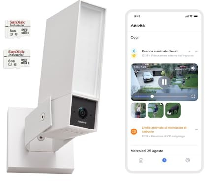 NETATMO Övervakningskamera för Utomhusbruk, 5 GHz Wi-Fi, 2K HDR, AI-detektering av personer/fordon/djur, 12 W LED-projektor, 105 dB integrerad siren, lokal lagring, utan abonnemang, Vit, NOC-2-AMZ