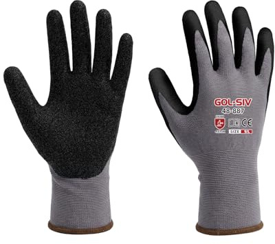 GOL-SIV Work Gloves 12 Pairs, Micro-Foam Nitrile Coated Safety Gloves for Firm Grip, Breathable Seamless High Dexterity Mechanic Gloves for Warehouse, Precision Assembly & DIY (M)