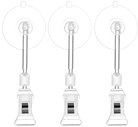 UKCOCO 3 Stück Saugnapfclips für Aquarium mit Verstellbarem Winkel Langlebige Kunststoff Klemmen Transparent Vielseitig für Luftschläuche und Zubehör