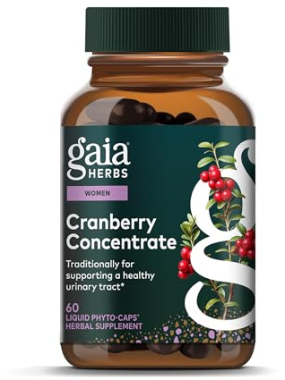 Gaia Herbs Cranberry Concentrate - Traditionally for Helping to Maintain Urinary Tract Health* - Made with Cranberry Fruit Juice Concentrate - 60 Vegan Liquid Phyto-Caps (60 Servings)