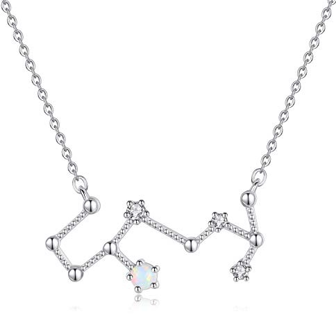 VIKI LYNN Women Sterling Silver Created Opal Zodiac Necklace