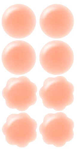 Arctic Penguin Cache Teton Sexy Invisible Réutilisable en Silicone, Cache-Seins Autocollant Lavable et Moins Épais pour Bien Épouser Votre Sein Couvre Mamelon Push Up (Rond 2 + Pétale 2)