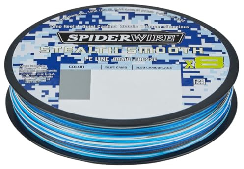 Spiderwire Stealth Smooth 8 New 2020, 300m, Blue Camo, 8-Fach geflochtene Schnur mit Mikrobeschichtung, 0,06mm - 0,39mm, 5,4kg - 46,3kg (300, 0,11mm - 10,3kg)