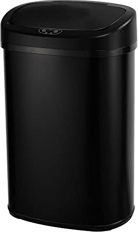 KITCHEN MOVE Poubelle de cuisine automatique 58L MAJESTIC grande capacité noir mat en acier INOX avec cerclage