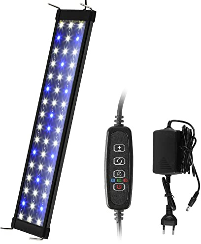 EINFEBEN LED akvariebelysning, 16 W blått vitt ljus med justerbart fäste för 45 cm-60cm akvarium