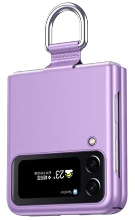 HAOYE Fodral för Samsung Galaxy Z Flip4 (Z Flip 4) Fodral, Rugged PC Stötsäkert Skyddsfodral Skal med Metallring. Lila