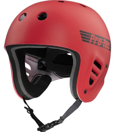 Pro-Tec Full Cut Water Wakeboarding Helmet, Ideal for Wakeboarding, Kayaking, Whitewater Rafting or Kite Surfing, – Medium – Bright Red Matte