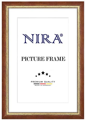 NiRa Massiv Holz Bilderrahmen 22 x 32 cm in Rot Gold | Farbe und Größe wählbar | Rahmen für Poster | Puzzle | Foto collage HD057