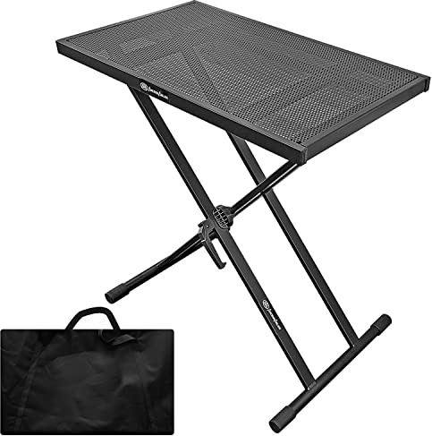 AxcessAbles - Soporte de mesa de DJ portátil ligero con bolsa de concierto, soporte de teclado estilo X, escritorio de DJ de mesa con funda de viaje, soporte de mesa de DJ para laptop, controlador,