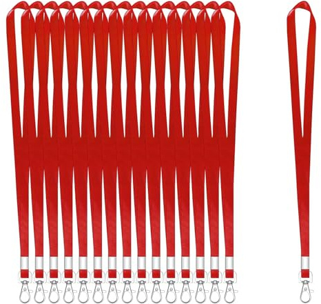 50 Stück Schlüsselbänder für Ausweise, Rot, Schlüsselband mit Clip, Umhängeband mit Abzeichen-Clip, Bulk Lanyards für Hals, Namensschild-Halter