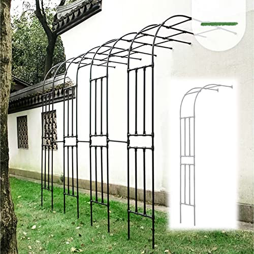 Gartenbogen mit Pflanze, halber Bogen aus schwarzem Metall, für den Außenbereich, Gartenwand, Spalier, Torbogen, Kletterrosen, Ranken, Stützregal, Weiß, einfache Montage/Weiß/90 x 240 cm/2,9 x 7,9 F