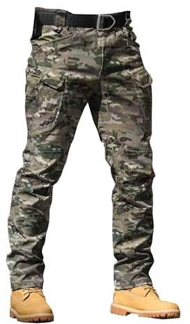 Pantalones Cargo de Combate para Hombre Con Estampado de Camuflaje - Impermeables, Elásticos, para Trabajo y Entrenamiento al Aire Libre