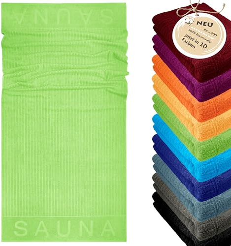Lashuma Saunatuch Damen 80x200 cm Kopenhagen XXL – luxuriöses Saunahandtuch Apfelgrün aus 100% Baumwolle, saugstark & perfekt für Wellness & Sauna