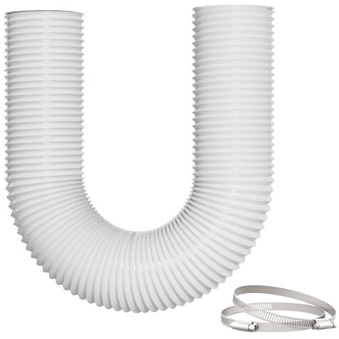 Yrichtra Tuyau Flexible 125mm x 5m, 5 Couches Renforcées, Isolation Thermique et Acoustique, Longueur Ajustable, Sans Odeur, avec Colliers - Parfait pour VMC et Tuyaux PVC, Blanc
