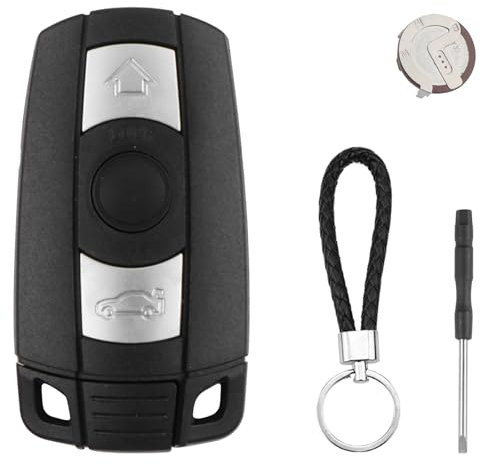 KingYH Autoschlüssel Gehäuse mit VL2020 Wiederaufladbare Batterie 3 Tasten Fernbedienung Schlüsselgehäuse Ersatzschlüssel Anwendbar für B-W Serie1 2 3 5 6 X1 X5 E81 E82 E87 E88 E89 E90 E91 E92 E93