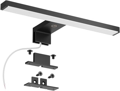 DEELUX Lámpara de Espejo Baño Con Interruptor táctil,Luz LED para espejo regulable (55 a 550 lm) 5w 30cm,Blanco Neutro 4000K LED Armario Lámpara Luz de Pared,IP44 230V Aplique de Baño Espejo,Negro