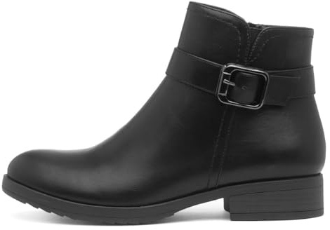 Lilley Womens Black Buckle Zip Up Ankle Boot - Size 7 UK - Black
