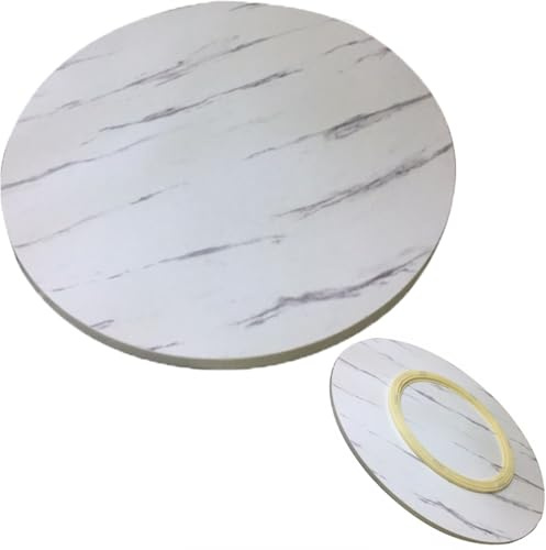 Générique Plateau Rond 60cm 80cm 100cm, Plateau Tournant En Bois, Grand Assiette De Service Pour Table À Manger(White marble,50cm (20 in))