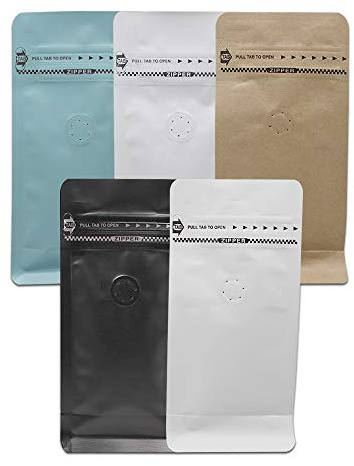 250pcs / Lot Stand Up Huit paquet côté sac avec évent ouvert Voûte d'étanchéité for Pouches grains de café noix Sacs Lock Zip(White Kraft Paper)