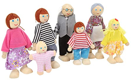 TARSHYRY Charmante Maison de Poupée en Bois avec 7 Figurines Familiales pour Un Jeu Imaginatif, Ensemble de Jeu Miniature à l'échelle 1:12