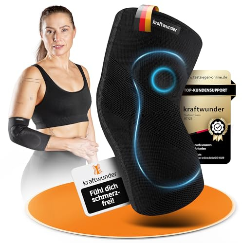 kraftwunder Ellenbogenbandage Tennisarm/Golferarm, Bandage mit Gel-Pelotten, Made in Germany, für Damen & Herren, Sport & Alltag (Schwarz, L, Beidseitig)